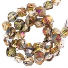 Electroplated Faceted Beads (6 mm) Rosy Brown Half Plated (100 pcs)