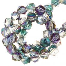 Electroplated Faceted Beads (6 mm) Sea Green Half Plated (100 pcs)