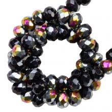 Electroplated Faceted Rondelle Beads (2 x 1.6 mm) Black Half Plated (200 pcs)