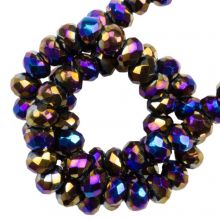 Electroplated Faceted Rondelle Beads (2 x 1.6 mm) Blue Full Plated (200 pcs)