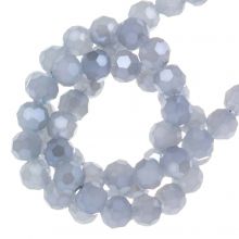 Electroplated Faceted Beads (4 mm) Smoky Blue Pearl Luster Plated (100 pcs)