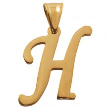 Stainless Steel Letter Pendant H (35 x 22 x 2 mm) Gold (1 pc)