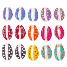 Cowrie Shell Beads Enamel Dots (17 - 23 x 11 - 15 x 6 - 8 mm) Mix Color (15 pcs)