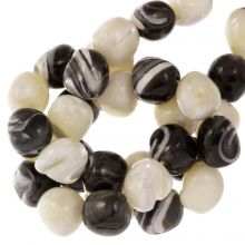 Shell Beads (8 - 11 x 7.5 - 9.5 mm) Black White (45 pcs)