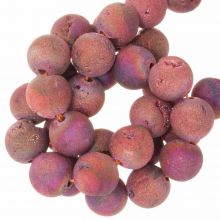 Electroplated Druzy Geode Quartz Beads (8 mm) Indian Red (48 pcs)