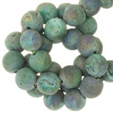 Electroplated Druzy Geode Quartz Beads (8 mm) Green (48 pcs)