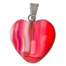 Pink Striped Agate Pendant Heart (22 - 24 x 20 - 21 x 5 - 7 mm) 1 pcs