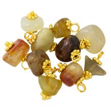 Jade Charm Mix (11 - 13 x 8.5 - 11 x 6 - 8.5 mm) Gold (10 pcs)