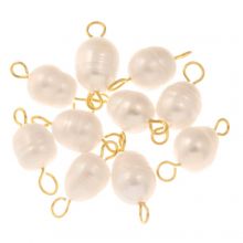 Freshwater Pearl Jewelry Connector (18.5 - 19.5 x 8 - 9 mm) White-Gold (10 pcs)