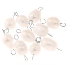 Freshwater Pearl Jewelry Connector (18.5 - 19.5 x 8 - 9 mm) White-Antique Silver (10 pcs)