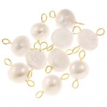 Freshwater Pearl Jewelry Connector (14 - 15 x 7.5 - 9 mm) White-Gold (10 pcs)