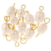Freshwater Pearl Jewelry Connector (17 - 18 x 7 - 8 mm) White-Gold (10 pcs)