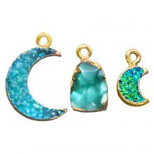 Druzy Resin Pendants (15 - 23 x 8 - 15.5 x 4 - 8 mm) Gold (3 pcs)