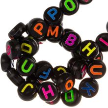 Acrylic Letter Beads Mix Complet Alphabet (7 x 4 mm) Black-Mix Color (26 x 125 letters)