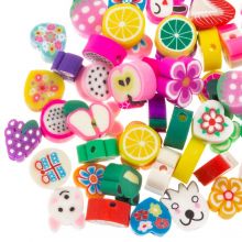 Bead Mix - Polymer Clay Beads (7 - 14 x 4 - 5 mm) Multi Color (50 pcs)