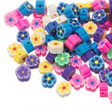 Polymer Clay Beads Flower (9 x 4 mm) Multi Color (50 pcs)