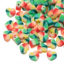 Bead Mix - Polymer Clay Beads Heart (10 x 5 mm) Mix Color Green/ Red (30 pcs)