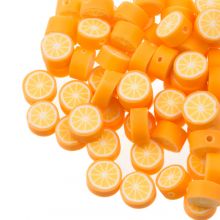 Polymer Clay Beads Orange (10 x 4.5 mm) Orange (30 pieces)