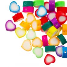 Bead Mix - Polymer Clay Beads Heart (10 x 5 mm) Mix Color (50 pcs)