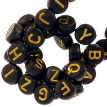 Acrylic Letter Beads Mix (7 x 3 mm) Black-Gold (200 pcs)