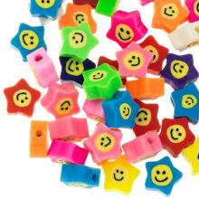 Polymer Clay Smiley Face Beads Star (9.5 x 4.5 mm) Mix Color (39 pcs)
