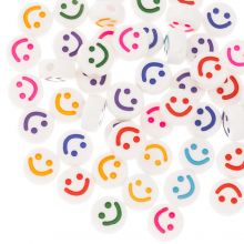 Acrylic Beads Smiley (7 x 3.5 mm) Silver-Black (50 pieces)