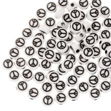 Acrylic Beads Smiley (7 x 3.5 mm) Silver-Black (50 pieces)