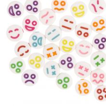Acrylic Beads Smiley (7 x 3.5 mm) Silver-Black (50 pieces)
