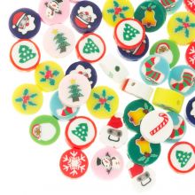Polymer Clay Beads Christmas (9 x 4 mm) Multi Color (50 pcs)