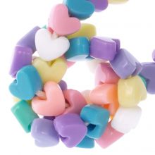 Acrylic Beads Heart (9 x 12 x 7 mm) Mix Color Pastel (50 pcs)