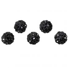 Shamballa Beads (10 mm) Black (5 pcs)