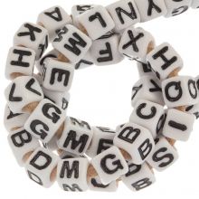 Acrylic Letter Beads Mix (7 x 7 mm) White-Black (100 pcs)