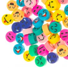 Bead Mix - Polymer Clay Smiley Face Beads (9.5 x 9.5 x 4.5 mm) Mix Color (50 pcs)