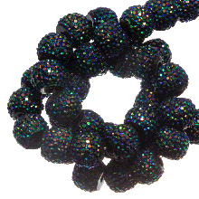 Acrylic Beads Rhinestone (8 mm) Shine Mix Black (25 pcs)