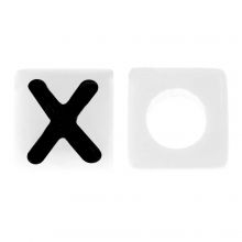 Acrylic Letter Beads X (7 x 7 mm) White-Black (50 pcs)