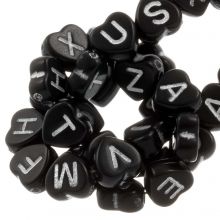 Acrylic Letter Beads Mix Heart-Shaped (7 x 7 mm) Black-White Color (200 pcs)