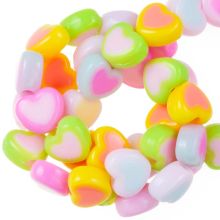 Acrylic Beads Heart (6.5 x 8 x 4 mm) Multi Color (100 pcs)