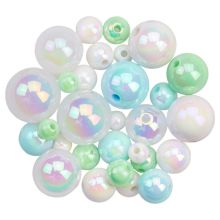 Acrylic Beads (6 - 15 mm) Mix Color Aqua (20 Gram)