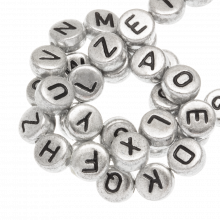Acrylic Letter Beads Mix Complet Alphabet (7 x 4 mm) Silver-Black (26 x 5 letters)