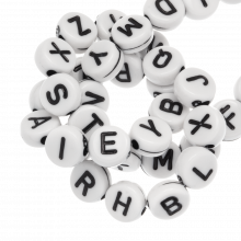 Acrylic Letter Beads Mix Complet Alphabet (7 x 4 mm) White-Black (26 x 5 letters)