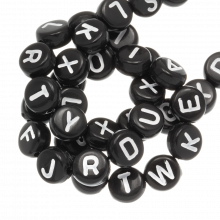 Acrylic Letter Beads Mix Complet Alphabet (7 x 4 mm) Black-White (26 x 5 letters)