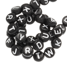 Acrylic Letter Beads Mix Complet Alphabet (7 x 4 mm) Black-White (26 x 125 letters)