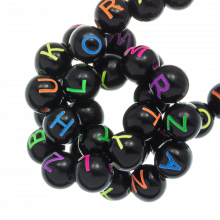Acrylic Letter Beads Mix (7 x 8 mm) Black-Mix Color (200 pcs)