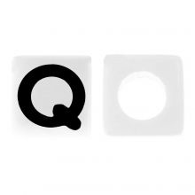 Acrylic Letter Beads Q (7 x 7 mm) White-Black (50 pcs)