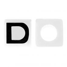 Acrylic Letter Beads D (7 x 7 mm) White-Black (50 pcs)