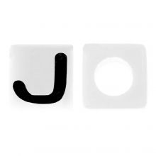Acrylic Letter Beads J (7 x 7 mm) White-Black (50 pcs)