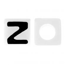 Acrylic Letter Beads Z (7 x 7 mm) White-Black (50 pcs)