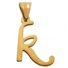 Stainless Steel Letter Pendant K (35 x 18 x 2 mm) Gold (1 pc)