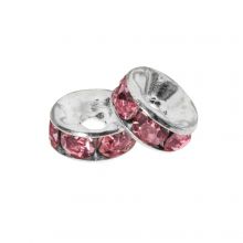 Rhinestone Spacer Beads (4 x 2 mm) Pink (10 pcs)