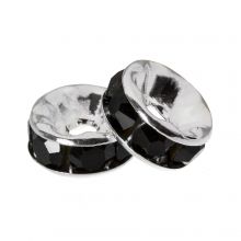 Rhinestone Spacer Beads (6 x 3 mm) Black (10 pcs)